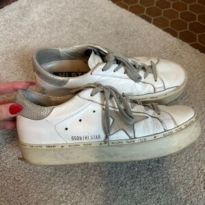 Golden Goose White and Gray Sneakers Casual Leather